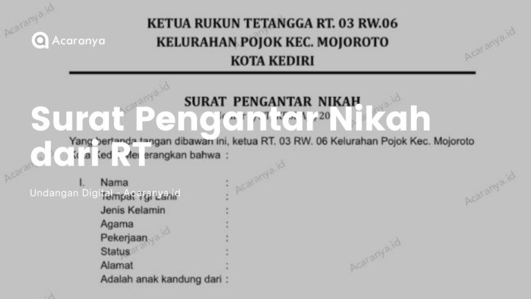 DOWNLOAD Syarat dan Contoh Surat Pengantar Nikah dari RT