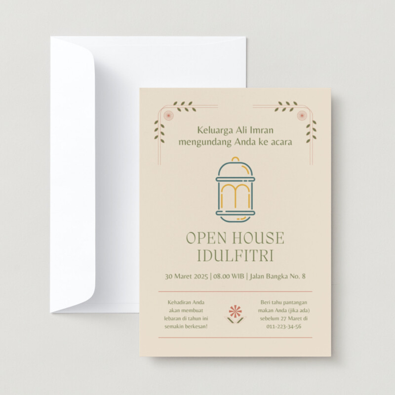 Contoh Undangan Kertas atau Fisik untuk Open House Lebaran Hari Raya Idul Fitri