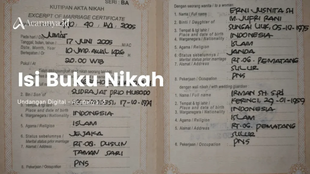 apa isi buku nikah