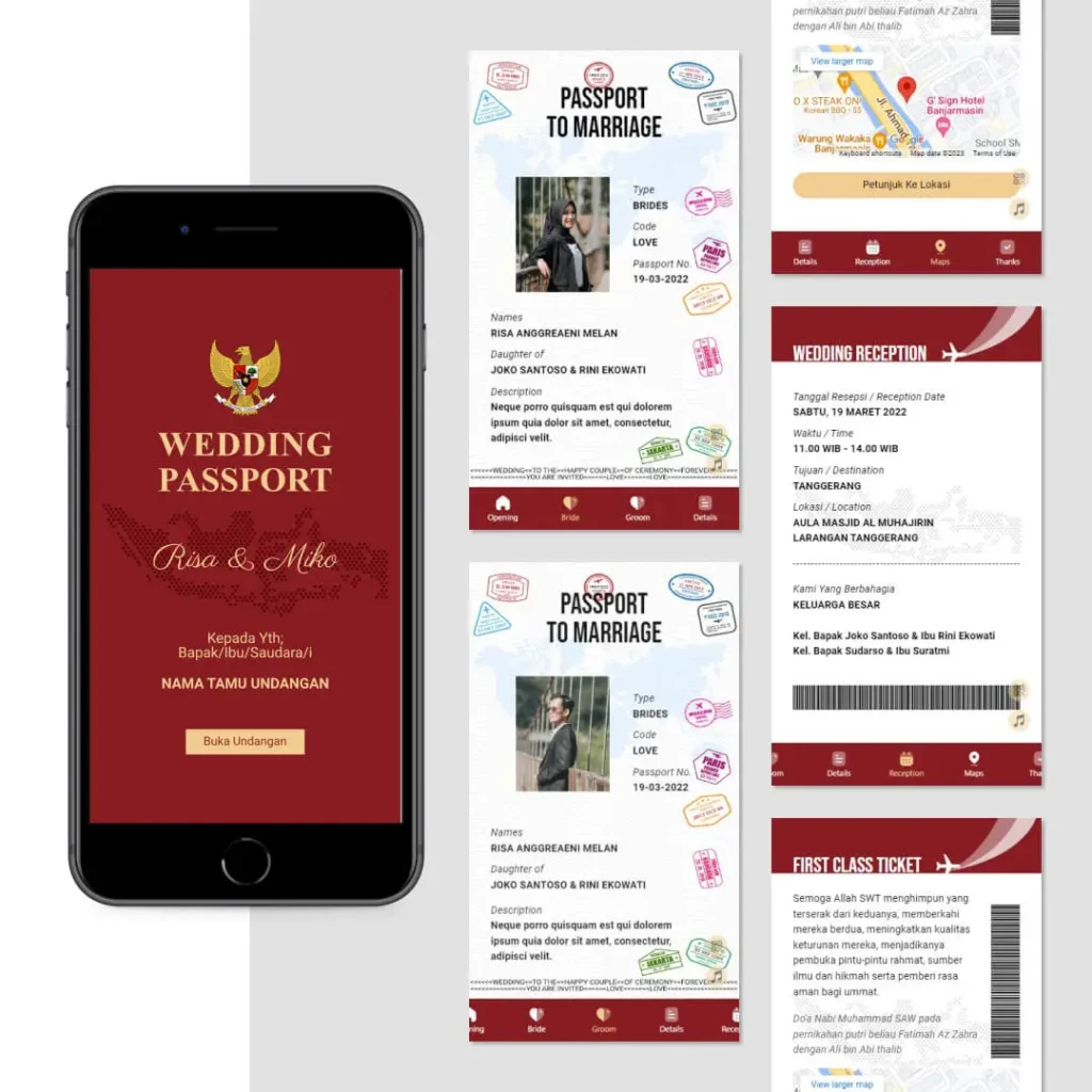 Undangan Paspor untuk pernikahan tema wedding passport