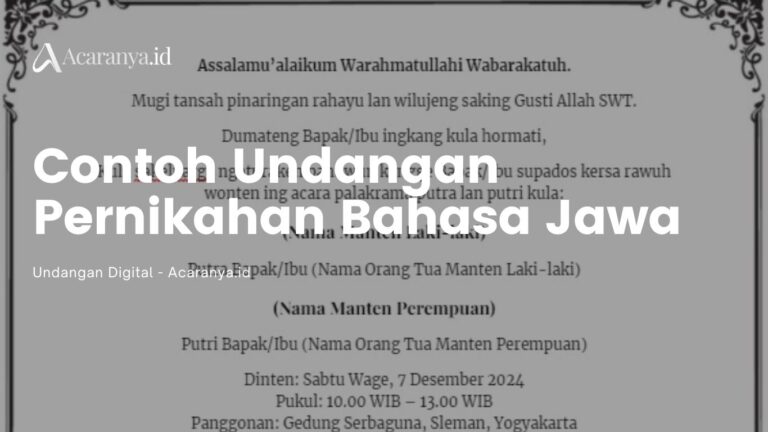 9 Contoh Undangan Pernikahan Bahasa Jawa Halus dan Sopan