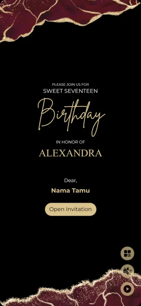 Desain undangan ulang tahun dewasa tema alexandra