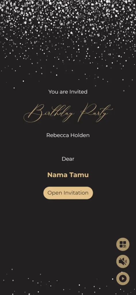 Desain undangan ulang tahun dewasa tema black glitter
