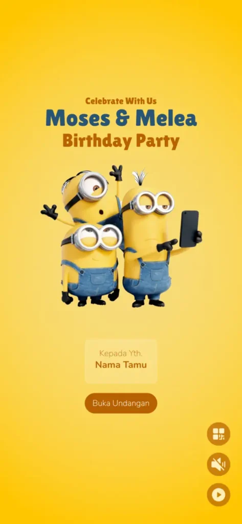Desain undangan ulang tahun anak tema minion birthday
