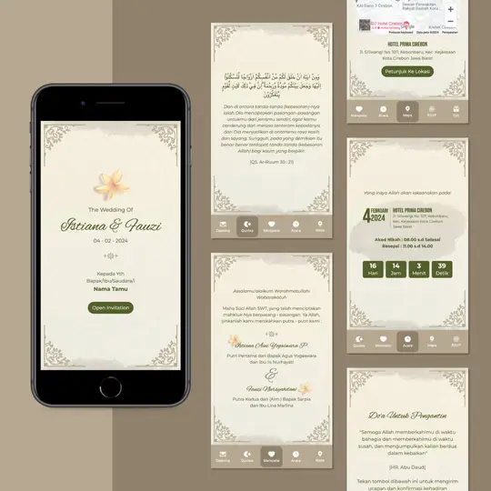 desain undangan pernikahan online digital website tema kamboja