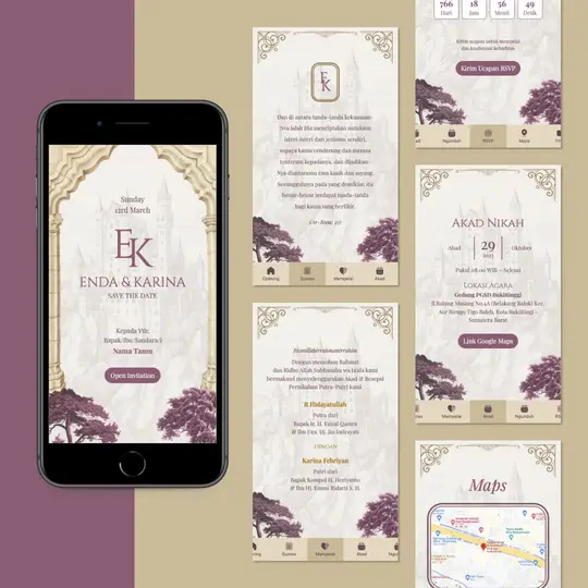 desain undangan pernikahan online digital website tema medieval kingdom