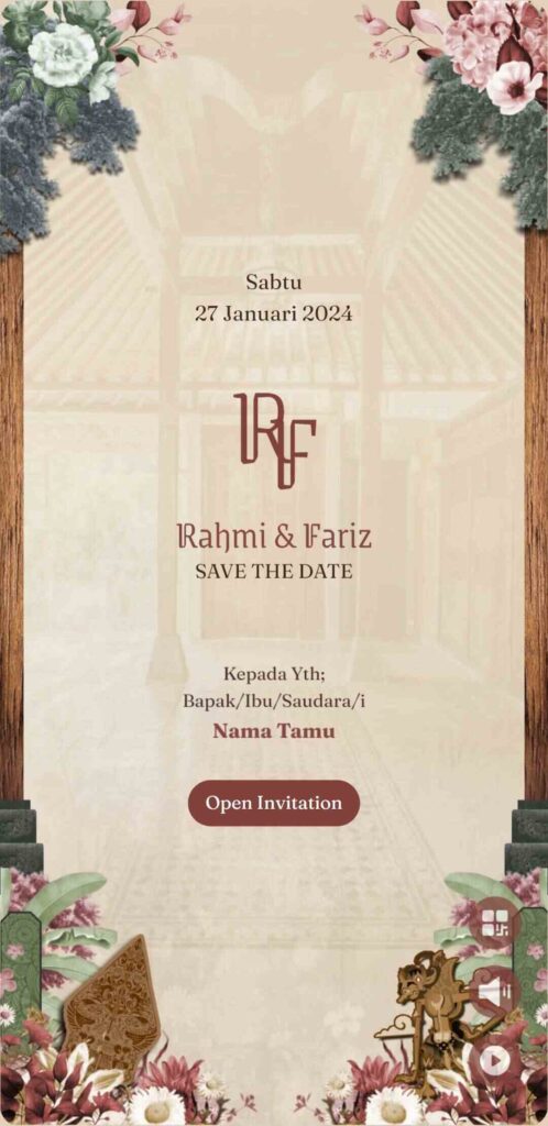 20 Contoh Tema Undangan Digital Tanpa Foto 15 Javanese Wayang