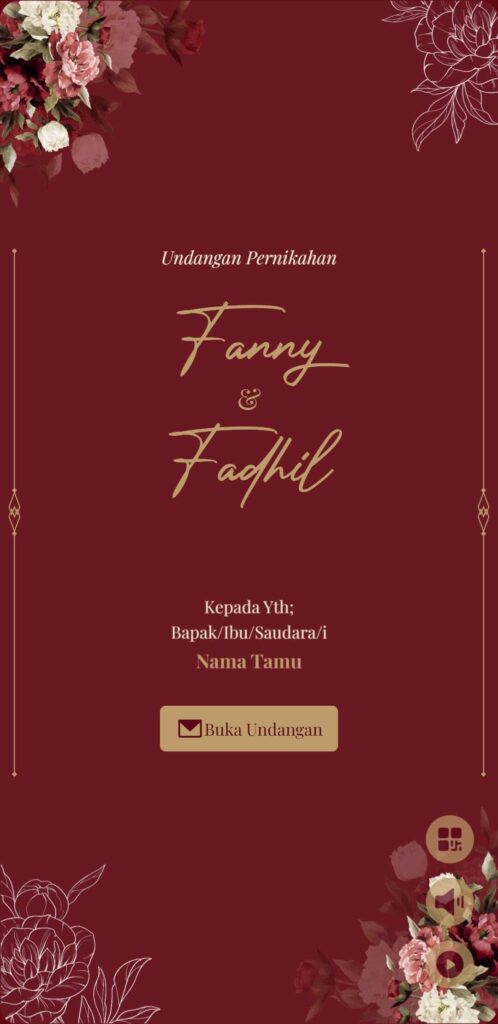 20 Contoh Tema Undangan Digital Tanpa Foto 7 Maroon Flowers