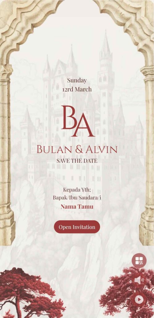 20 Contoh Tema Undangan Digital Tanpa Foto 3 Maroon Medieval