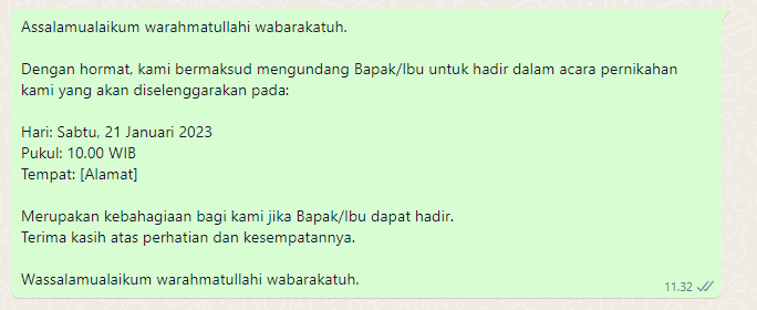 Contoh Kata-Kata Undangan Pernikahan Online Lewat WA