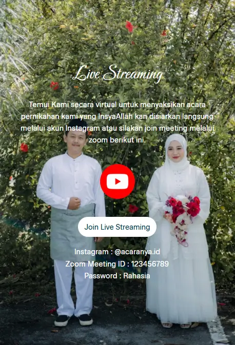Undangan pernikahan digital dengan link live streaming